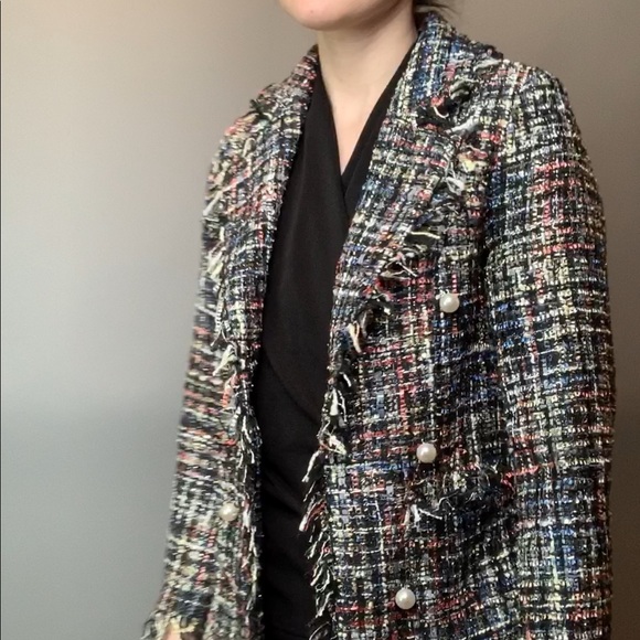 FINAL SALE! Rainbow tweed blazer w/ pearl buttons - Picture 9 of 15
